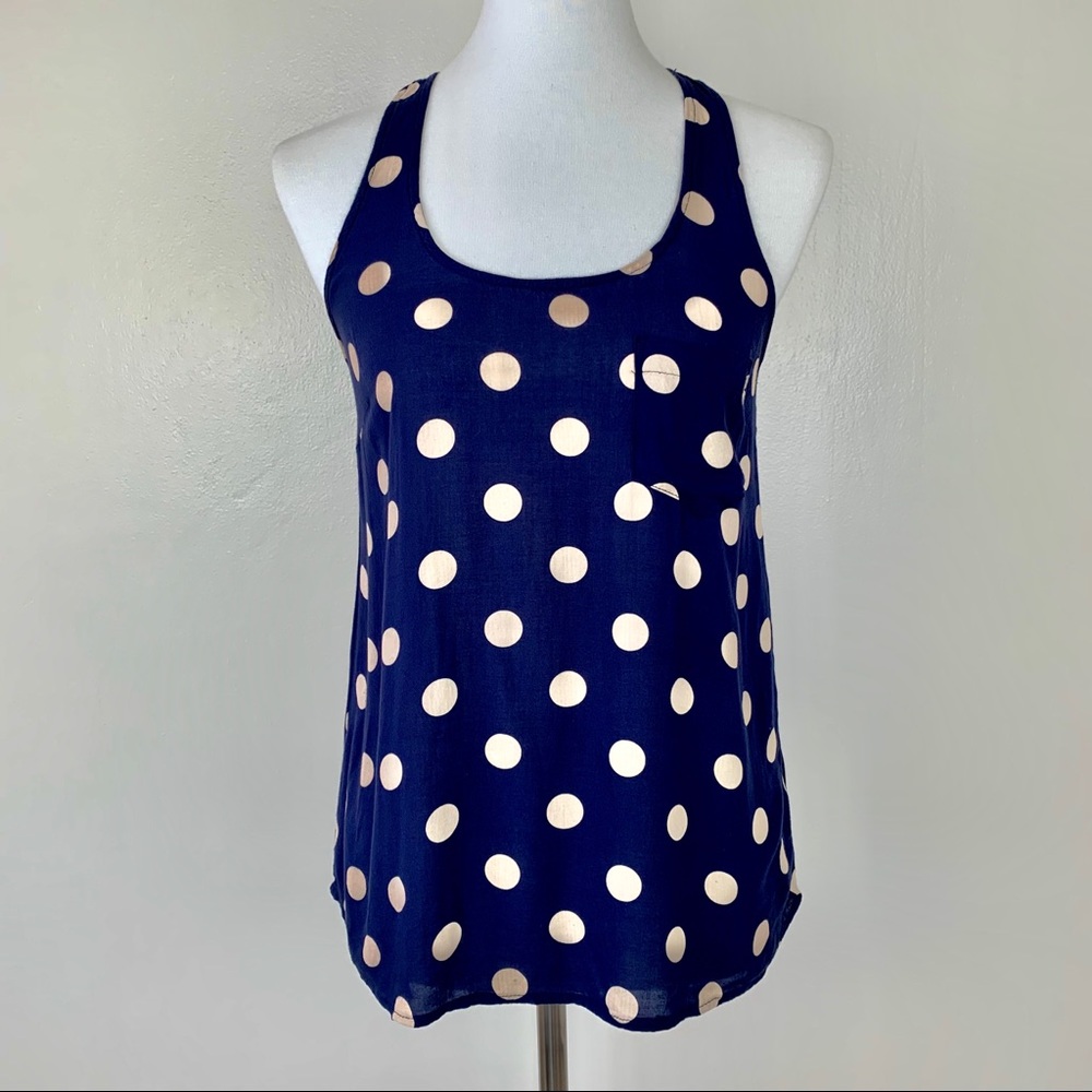 Splendid polka dot racer back tank top